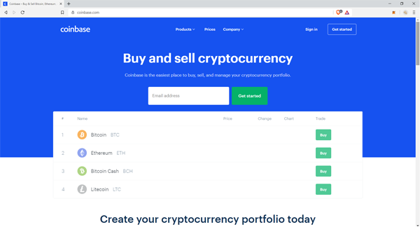 cover image of coinbase landing page