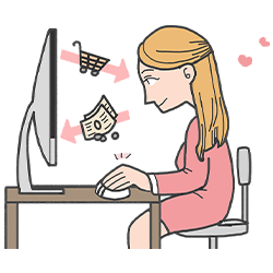 Illustration of a girl online shopping